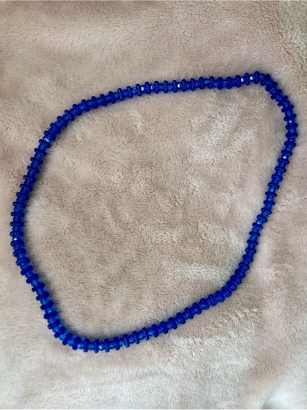 Vintage 80s Cobalt Blue Lucite Bead Necklace | 30" Endless Strand